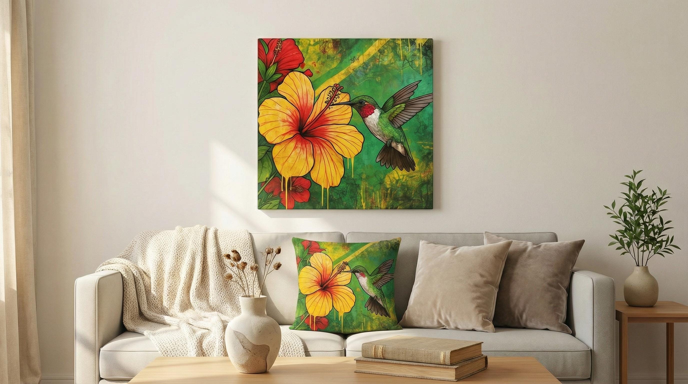 Hummingbird & Hibiscus Canvas