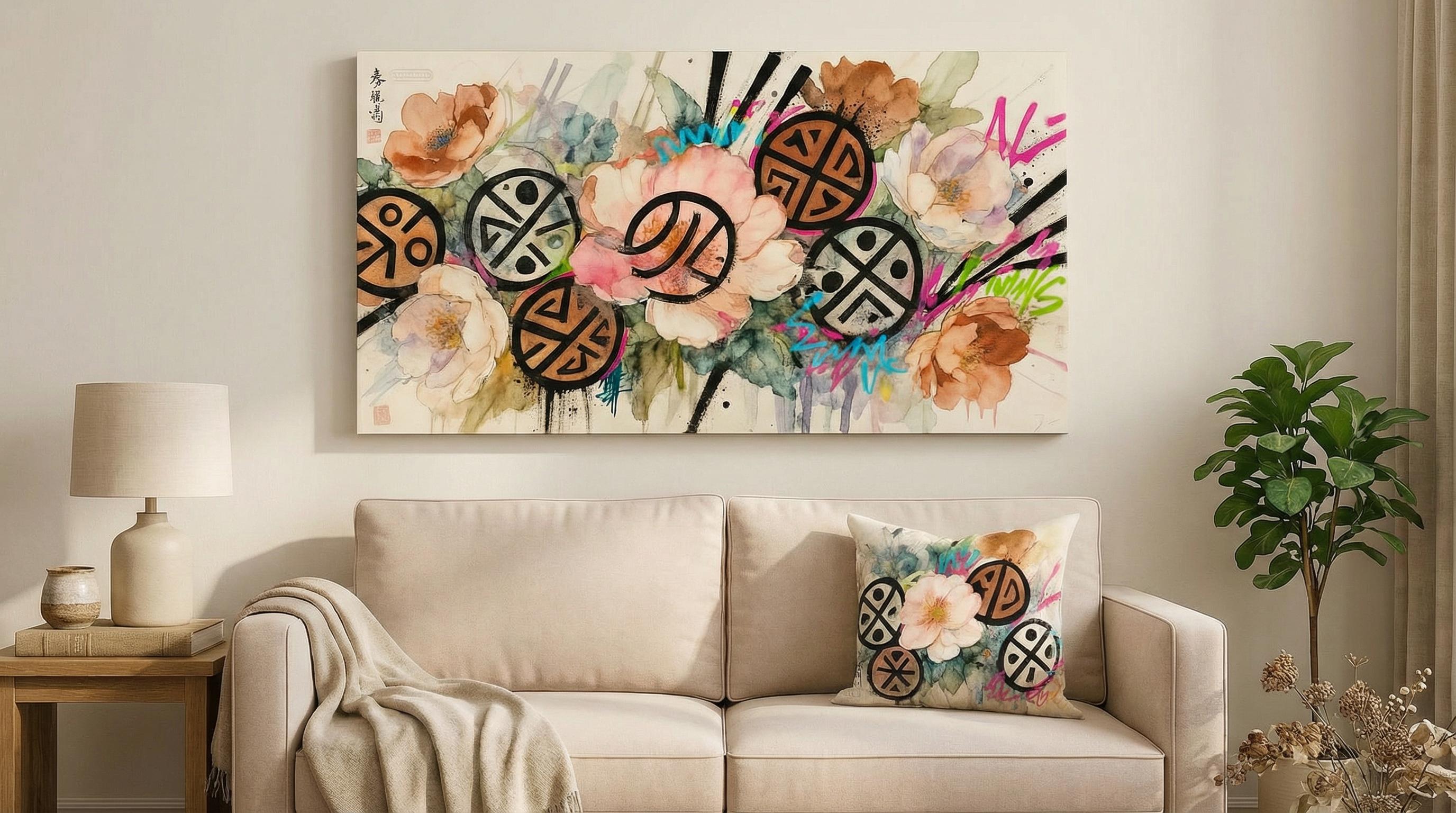 Floral Symbol Fusion Canvas