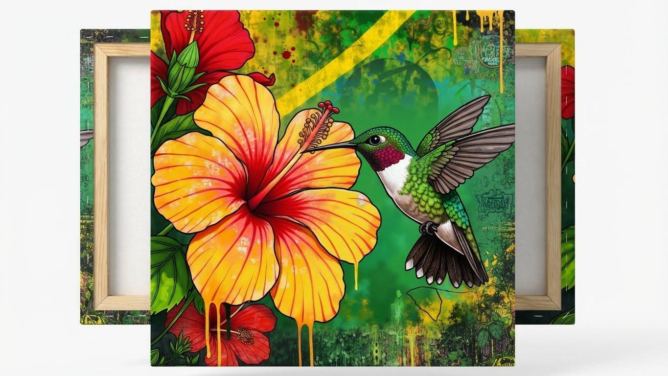 Hummingbird & Hibiscus Canvas