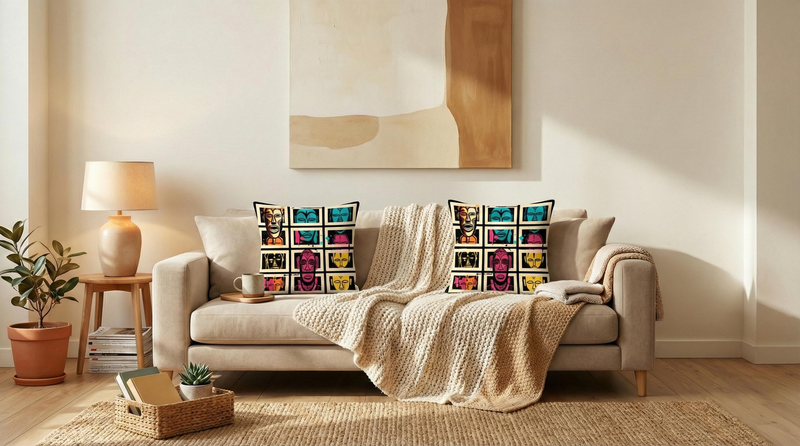 Faces of Many cushion